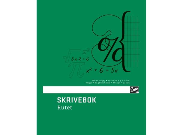 Skrivebok EMO 17x21cm 80g 24bl 5x10rutet 